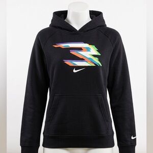 Nike Black 3D Graphic Glitch Logo Pullover Hoodie Boys Size Medium (10-12)